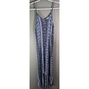 Knox Rose Floral Design Midi Tank Dress Sz M Bohemian Hippie Lagenlook